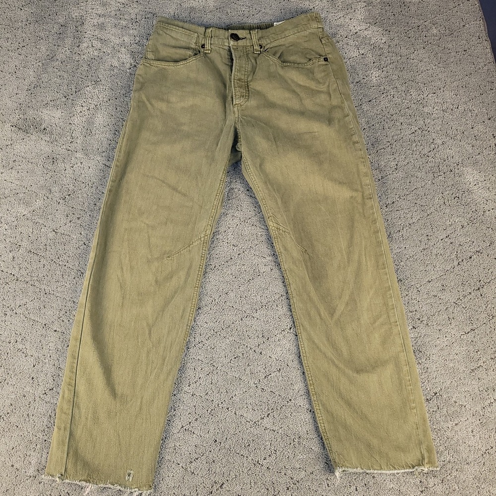 Rag & Bone Pants Womens 27 Green Relaxed Straight Button Fly Raw Hem Casual